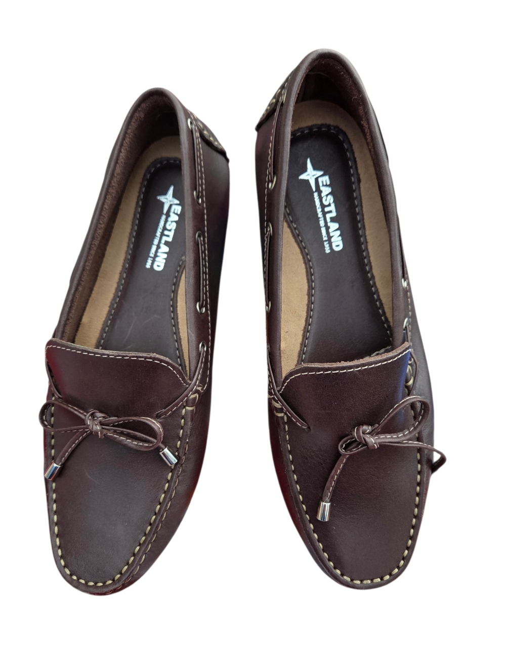Eastland - NEW Women's Marcella Brown Leather Slip-On Driving Moccasins w/Bow - Picture 3 of 7